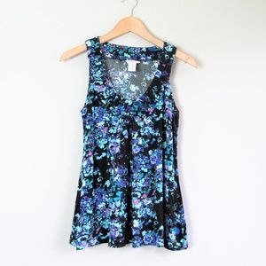 Candies black blue floral tank top